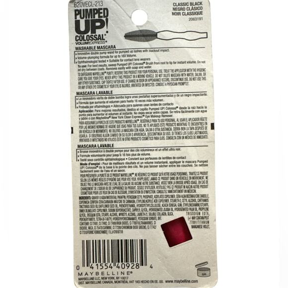 New Maybelline Volum’Express Pumped Up Colossal Mascara 213 Classic Black - Picture 2 of 2